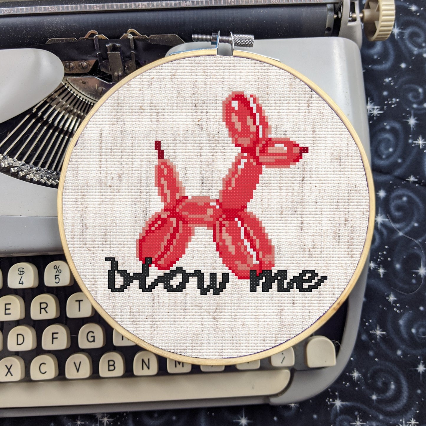 Blow Me Balloon Dog beginner cross stitch pattern - instant PDF Download