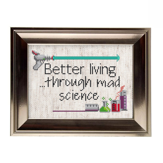 Better Living Through Mad Science cross stitch pattern - instant PDF download