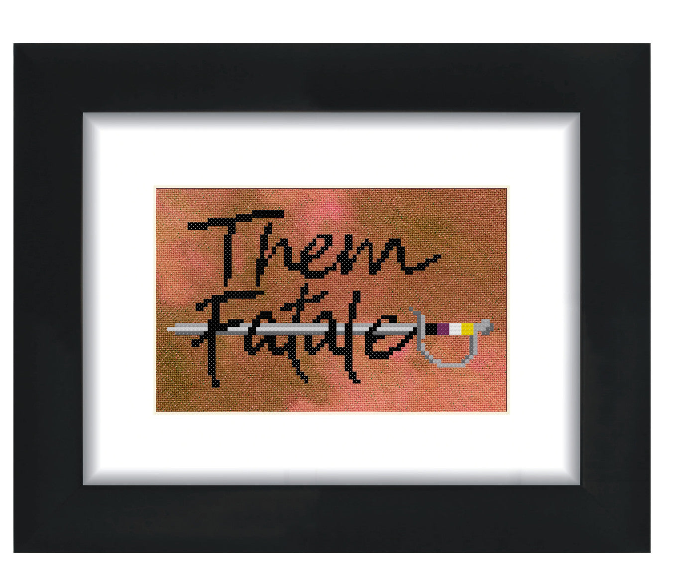 Them (or Themme) Fatale Cross Stitch Pattern (Enby Pride!) - Instant PDF Download