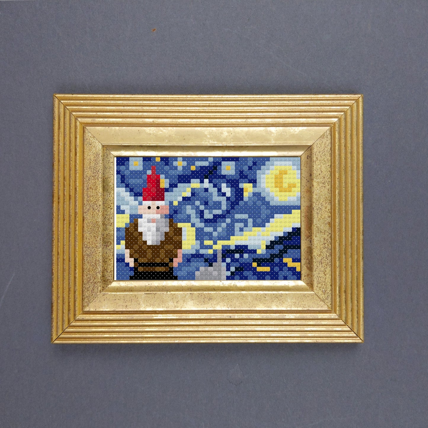 Gnomasterpieces Cross Stitch patterns - 10 Tiny Xstitch versions of famous paintings, but with gnomes - instant PDF Download